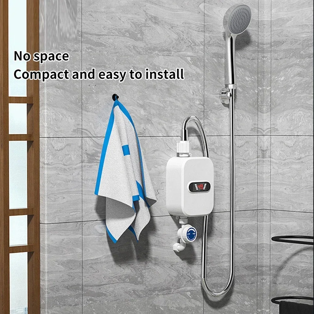 3500W Instant Electric Tankless Hot Water Heater Remote Instantaneous Heating Tap Shower Machine LED Temperature DisplayBathroom