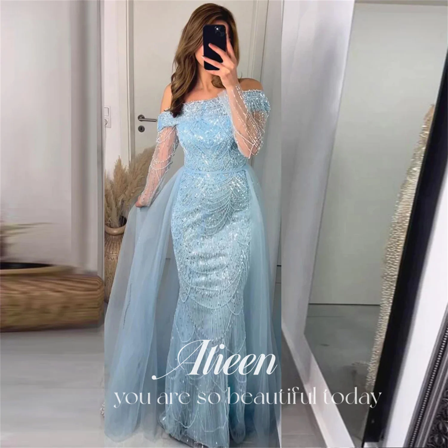 Aileen Black Satin Mermaid Halterneck Women Evening Dress Formal Party Dresses Elegant 2023 Luxury Bride Prom Gala Sharon Happy