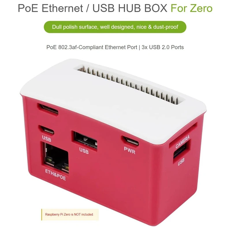 Imagem -04 - Waveshare-poe Ethernet Usb Hub Hat com Caixa Abx Case para Raspberry pi Zero w w Zero wh wh