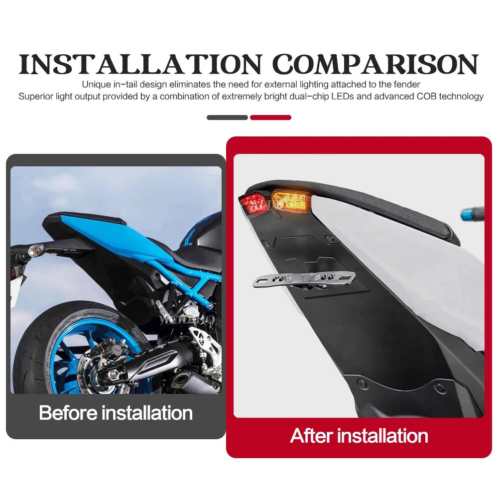 Motorcycle Tidy Fender Eliminator Kit For Suzuki GSX-8R GSX-8S 2023-2025 LED Tail Light License Plate Bracket Kit