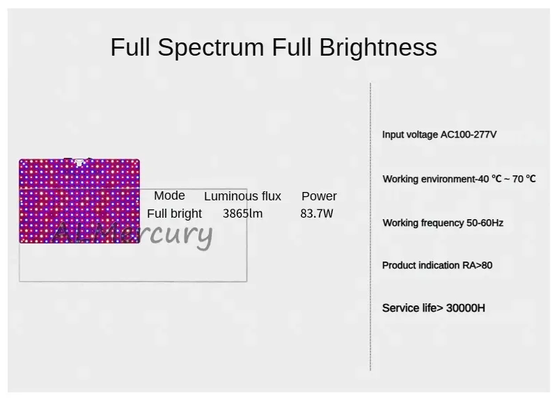 Grow Light LED-Pflanzenunterstützung, Multimode-Vollspektrum-Pflanzlampe für Zimmerpflanzen, 80 W, wasserdichte rechteckige Pflanzenwachstumslampe – Detail 10