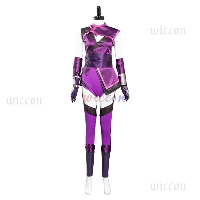 Game Mortal Mileena Komba Costume Full Set Sexy Purple Color Uniform for Women Halloween Cosplay Outfits Carnival Suitx;4'b,5;y,