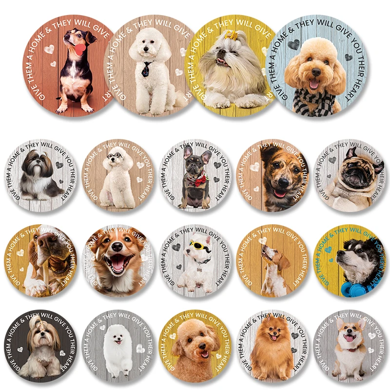 Cute Pet Dog Round Poster Metal Plate Lovely Shih tzu Poodle Pomeranian Metal Tin Signs Wall Decor Pet Shop Kennel House