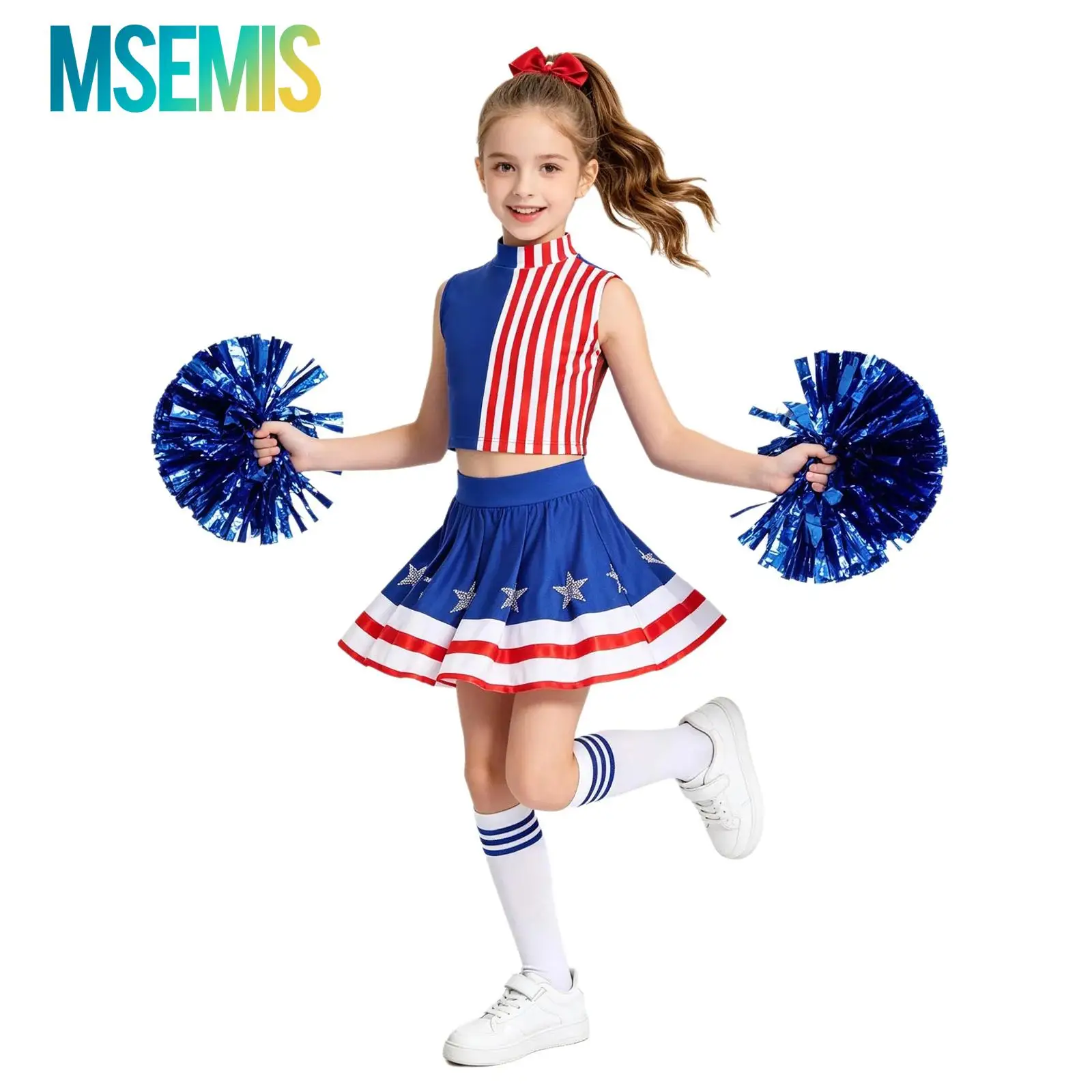 kids-girls-independence-day-costume-cheerleading-outfit-striped-crop-top-with-rhinestone-stars-skirt-pom-poms-socks-and-headwear