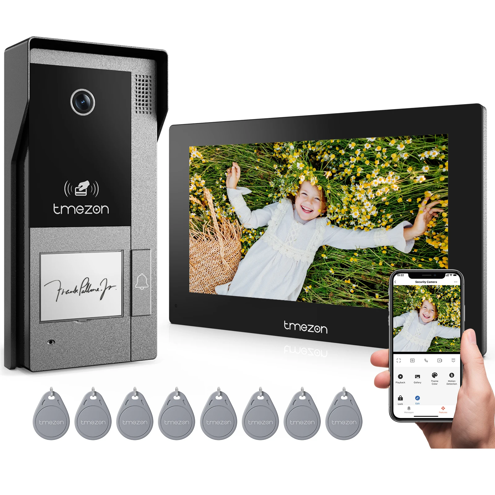 Système d'interphone vidéo à 2 fils TMEZON avec caméra et écran tactile IP 1080P de 7 pouces, Tuya, 2 fils, déverrouillage à distance