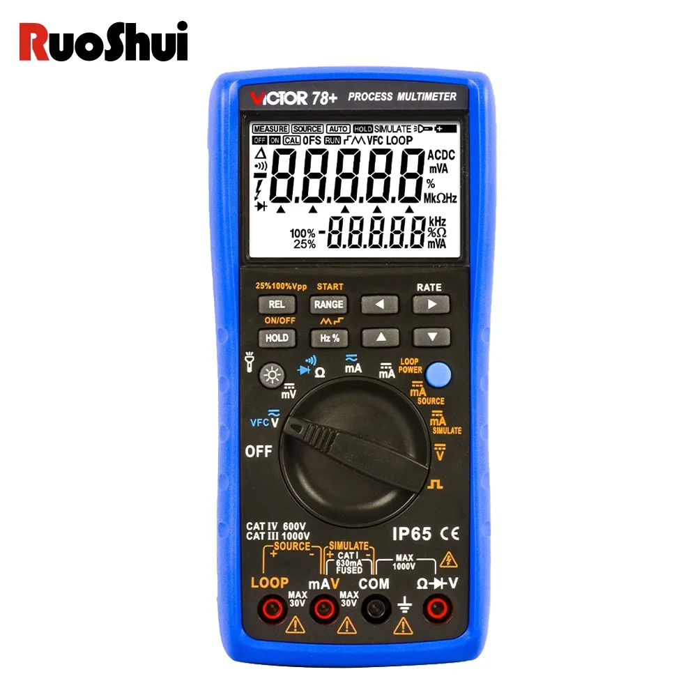 Victor 78+ Process Multimeter Digital Multi-meter and Process Signal Sources Output of DC Voltage Current Frequency SIMULATE