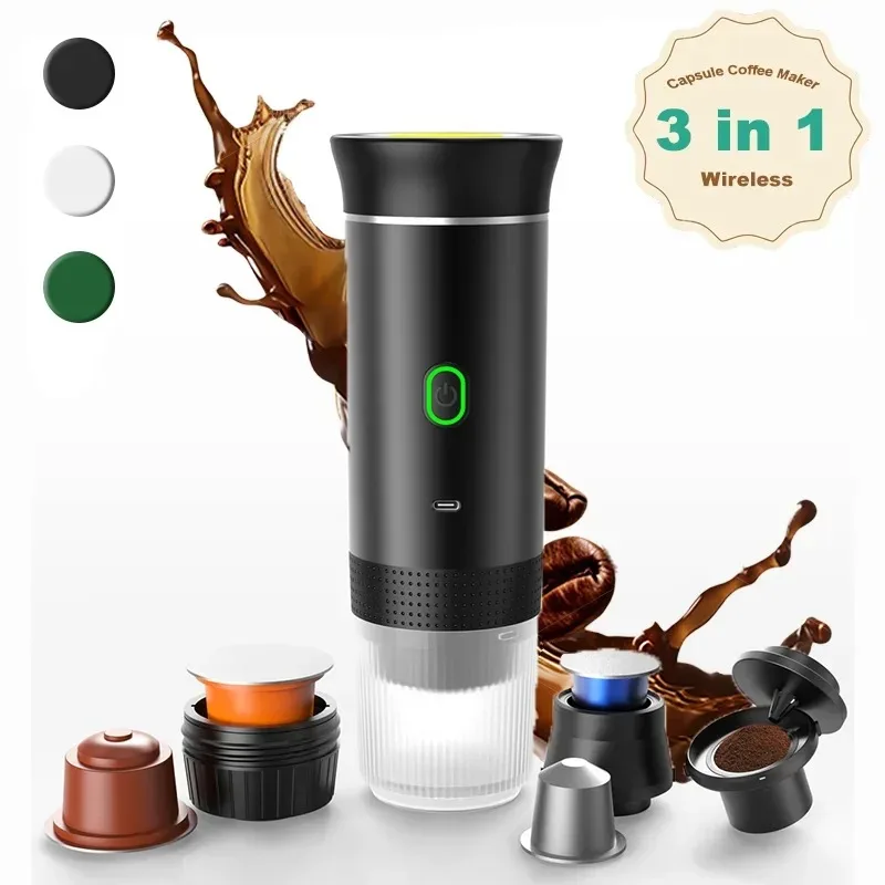 

3-in-1 Portable Coffee Maker Espresso Coffee Maker For Car Home Camping Travel Capsule Powder Automatic Coffee Maker
