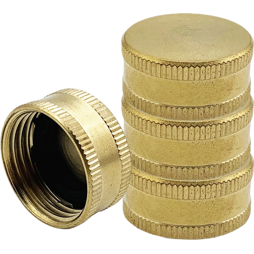 

4Pcs Female Thread Brass Garden Hose Cap End Stopper Connector Plug For 4 Inch Faucet Splitter Water Spigot Accessories Garden