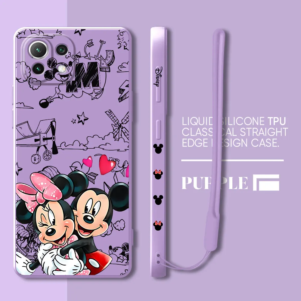 Square Liquid TPU Disney Mickey Mouse Case for Xiaomi Mi 12 Lite 12T 11T Pro 10 Lite 11 Lite 10T 13T 10T Pro Silicone Cover