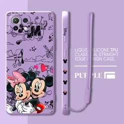 Square Liquid TPU Disney Mickey Mouse Case for Xiaomi Mi 12 Lite 12T 11T Pro 10 Lite 11 Lite 10T 13T 10T Pro Silicone Cover