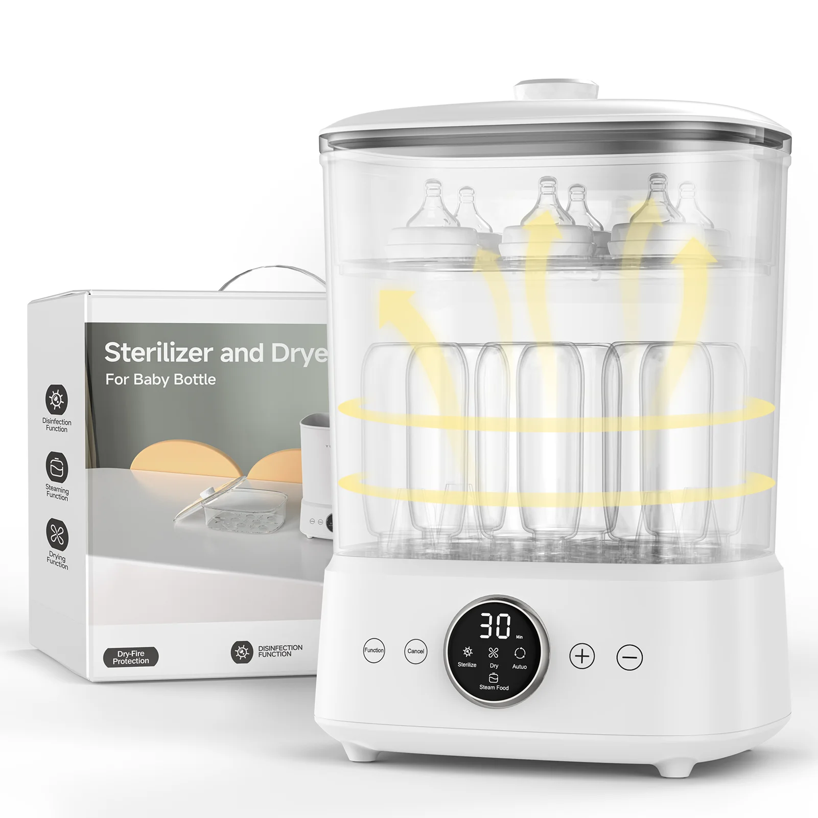 

YunBaby Baby Bottle Steamer and Dryer, for All Baby Items, Bottles&Breast Pump Accessories, One-Touch Control, Large Capacity