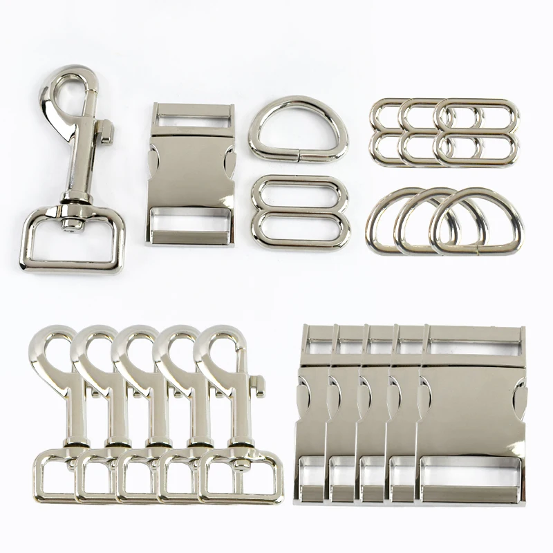 

2/5Set 20/25mm Bag Strap Metal Buckles Backpack Belt High Quality Tri-Glides Buckle Webbing Dog Collar Snap Hook DIY Accessories