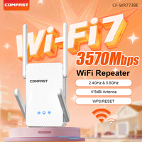 Comfast 2.4G/5G 3578Mbps WIFI7 WiFi Repeater Wifi Extenders 1*1000M RJ45 Port WIFI Signal Amplifier 4*5dBi Antenna WPS/Reset