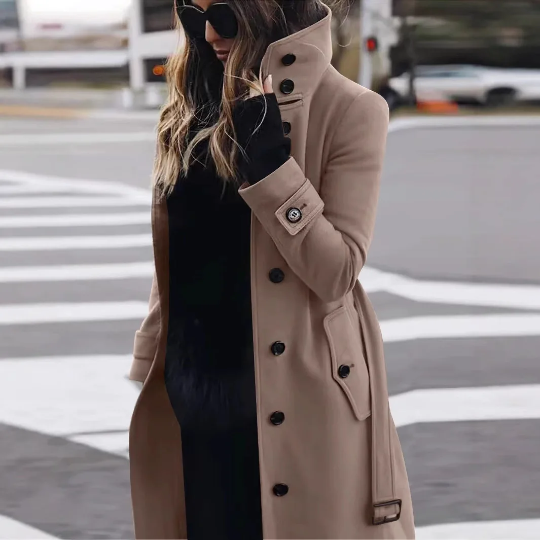 

Women's Slim Fit Woolen Coat Pure Color Long Sve Autumn Winter New Sle Faionable Ladies' Suit Outerwear Commute Sle