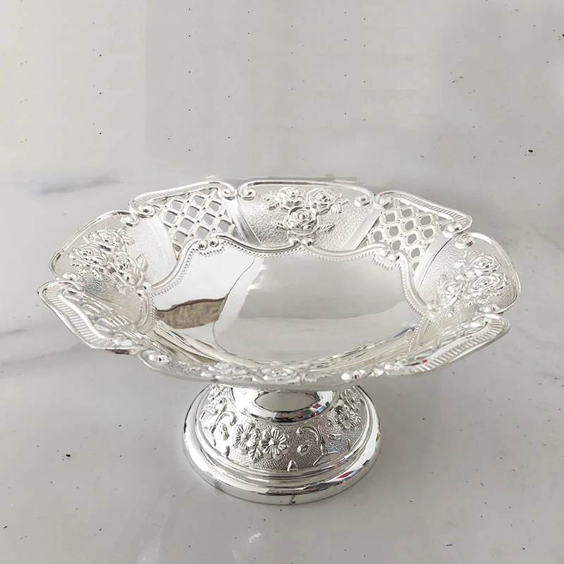 PEANDIM European Silver Gold Plated Fruit Dish Dessert Cake Stand Plate Fruit Tray For Home Wedding Party Enent Hotel Decoration