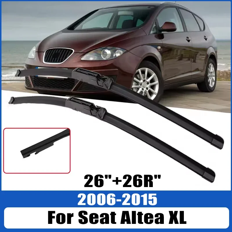 

For Seat Altea XL 2006-2015 2007 2008 2009 Wiper Front Wiper Blades Windshield Windscreen Window Brush 26"+26R" Car Accessories
