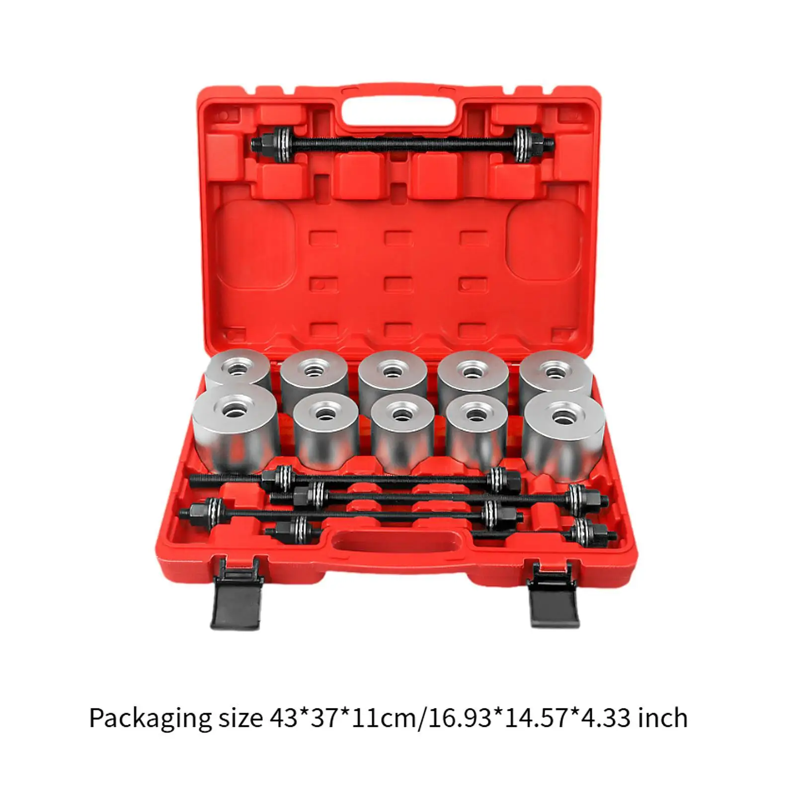 Kit genérico de manga de puxar e imprensa com caixa de armazenamento, conjunto de ferramentas de inserção de remoção de rolamento de arbusto de aço conveniente para veículos lcv