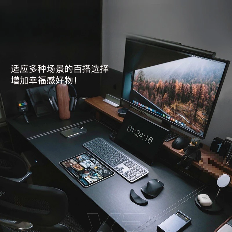 Lifting table Desktop computer table Workbench Standing desk Desk black leather