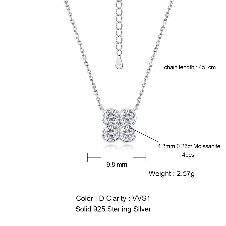 ALLNOEL Clover D اللون مويسانيتي قلادة للمرأة 925 الاسترليني قلادة فضية هدية الخطوبة مع GRA مجوهرات معتمدة #2