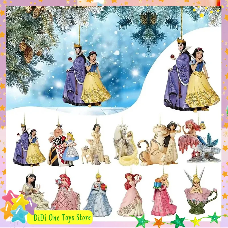 Figura de acción de Anime de Disney, muñecos de princesa, adornos navideños, árbol de Navidad, decoración colgante plana, juguetes artesanales de Navidad, regalos para niñas