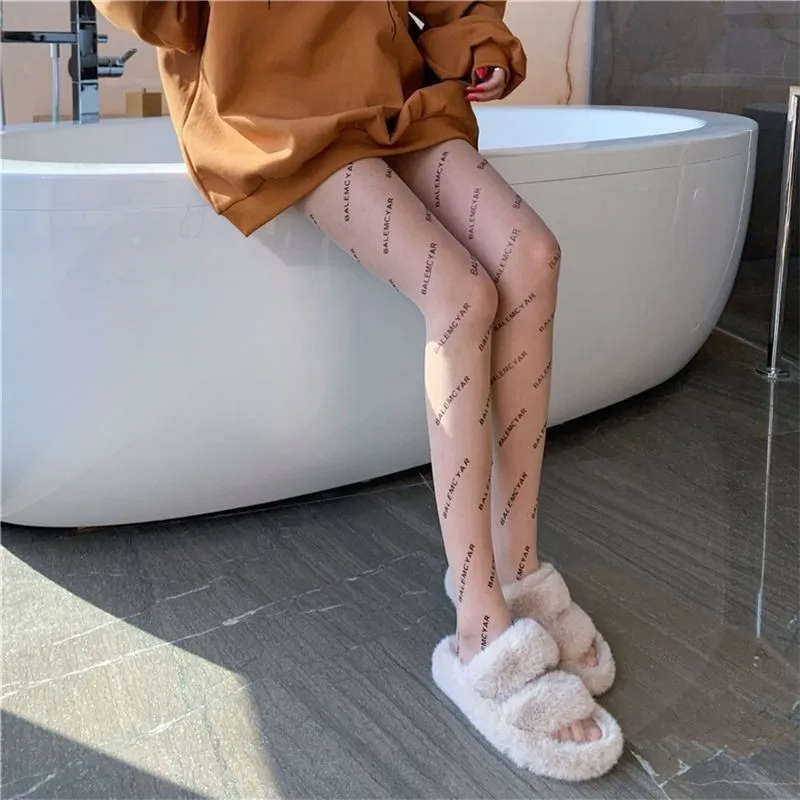 Letter Stockings Nightclub Party Accessories JK Sexy Diamonds Fishnet Tights Women Pantyhose Printed Designer Tights image 6