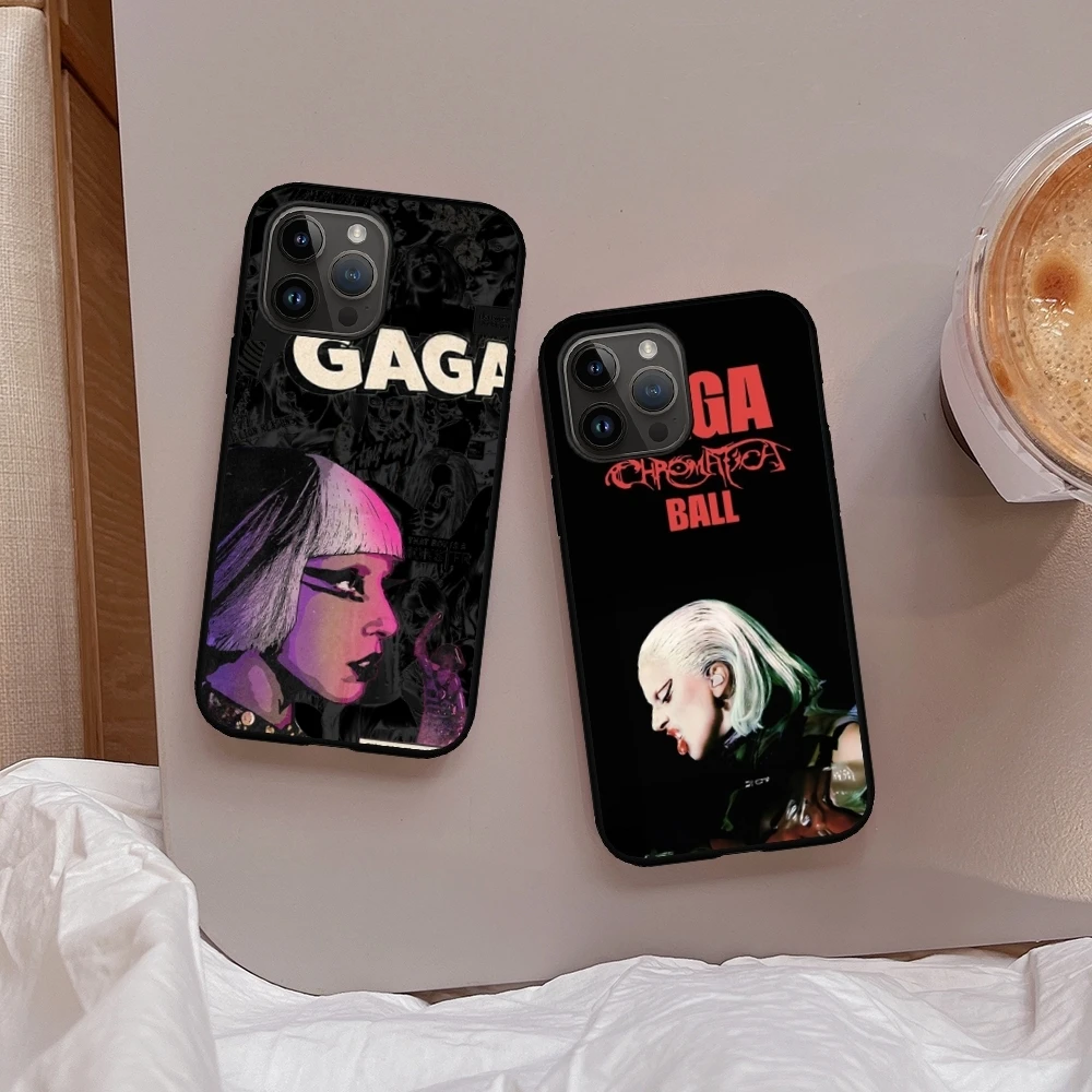 L-Lady Gaga luxurious Phone Case For iPhone 16 15 14 13 12 11 X XR XS 8 Plus Mini Pro Max Soft black Shockproof Cover