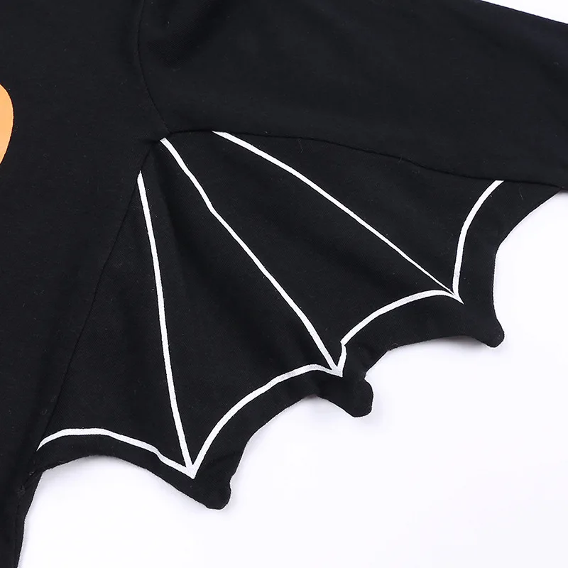 2024 Halloween Fashion Style Baby Boys Girls Long Sleeve For Bat Pumpkin Print Costume Jumpsuit With Hooded Clothes +Hat 2Pcs