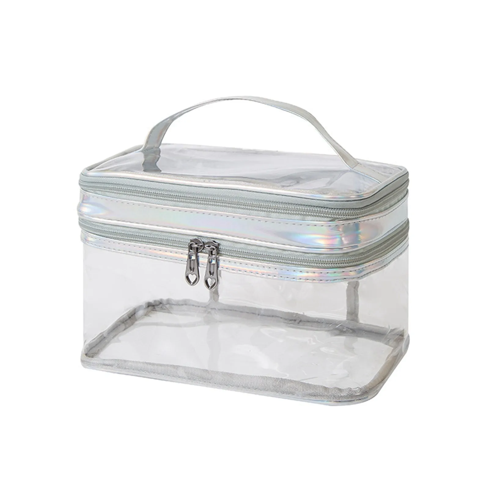 Plastic Transparent Transparent Cosmetic Bag Double-layer Transparent Plastic Cosmetic Bag With Zipper Travel Cosmetic Bag