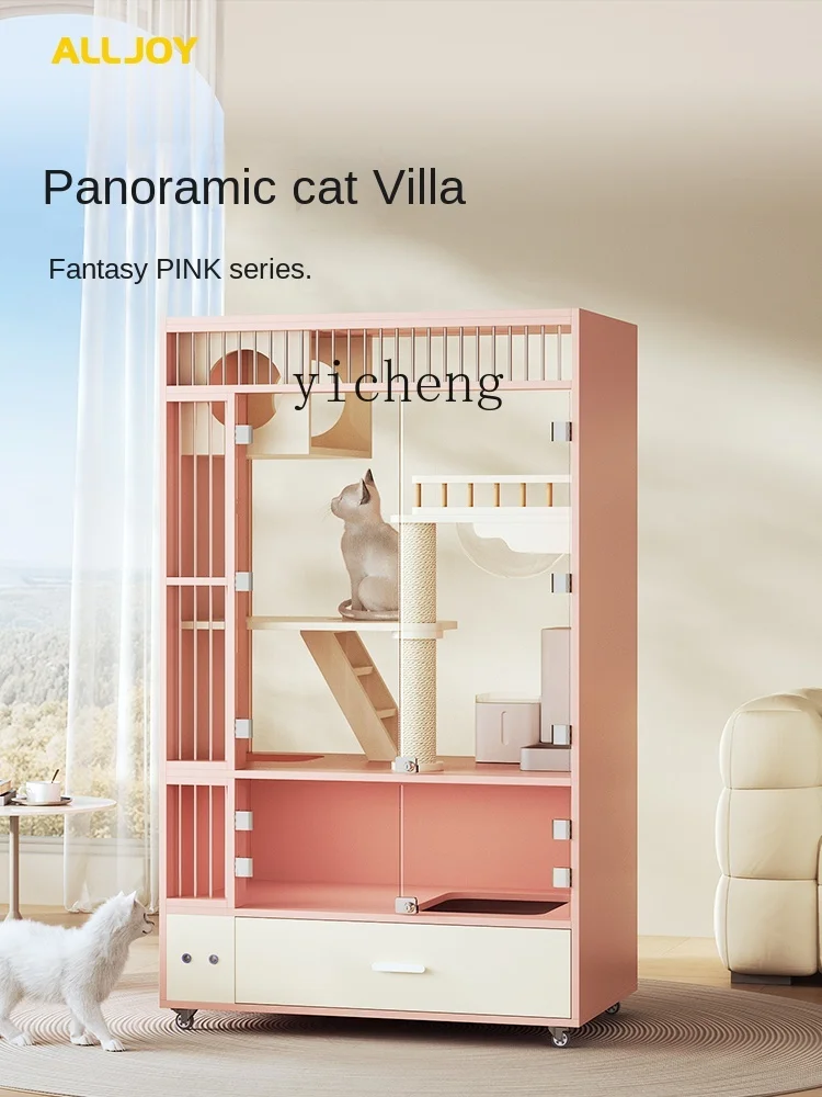 Tqh Luxury Cat Villa Solid Wood Cat Cage Dream  Castle Cat Cabinet Cattery