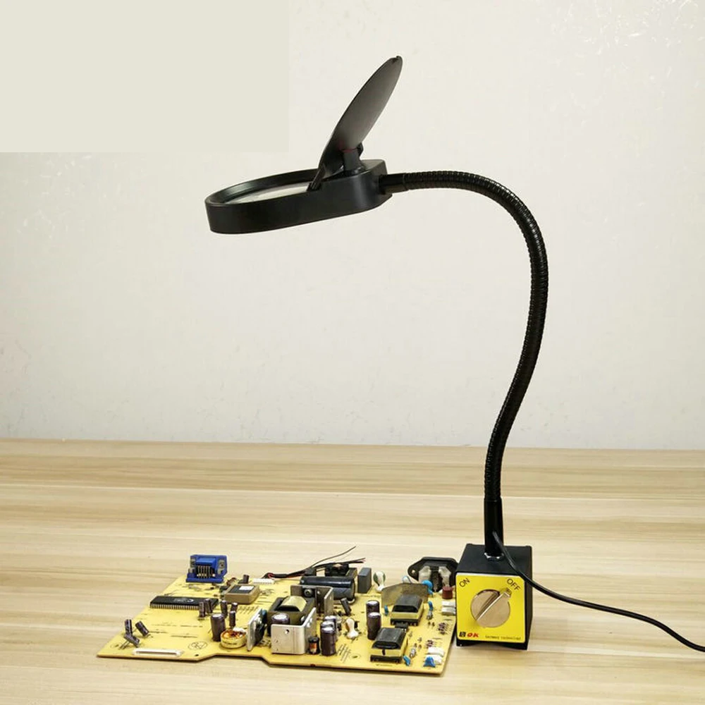 Produção industrial com ímãs com luzes led 8x 15x lupa reparação mesa de metal máquina luzes trabalho PD-6S