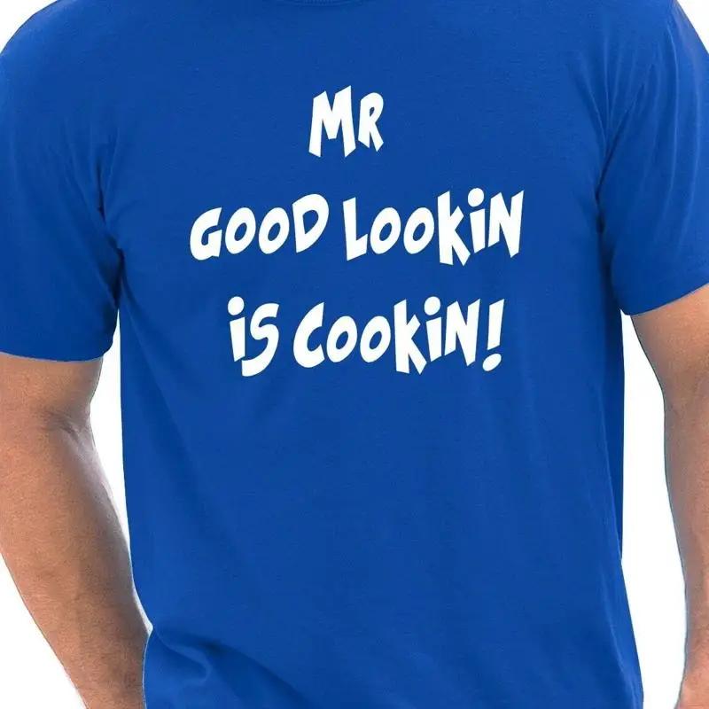 تي شيرت Mr Good Lookin Is Cookin Chef Cook المضحك للرجال هدية مقاس S-XXL