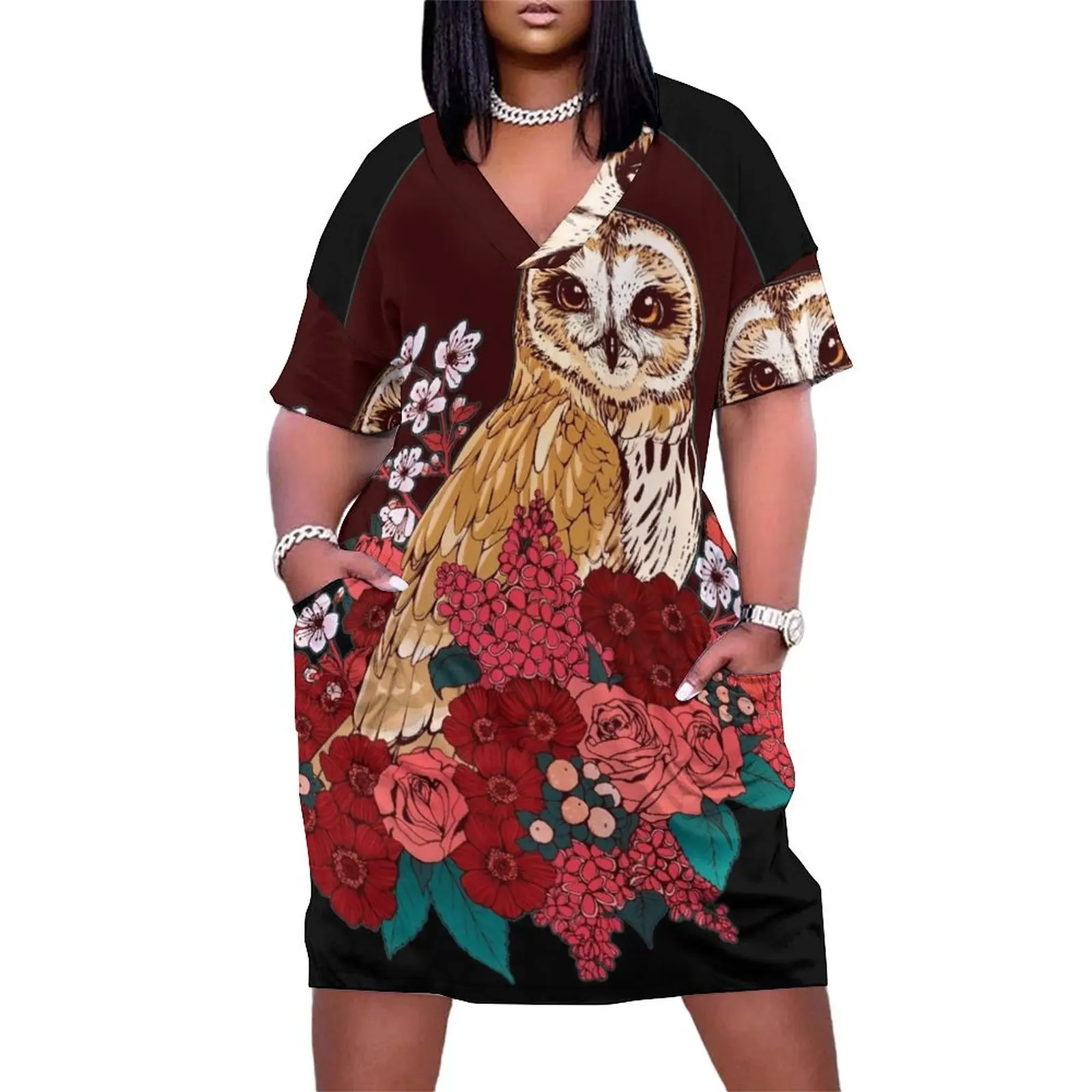 

Owl Floral Eclipse Loose Pocket Dress summer clothes african dresses for woman elegant and pretty women"s dresses