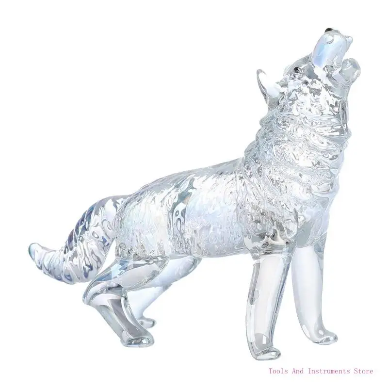 CRISTALES CABÍAS CRISTALES Glass Wolf Figurine Aullidos escultura animales C7AC