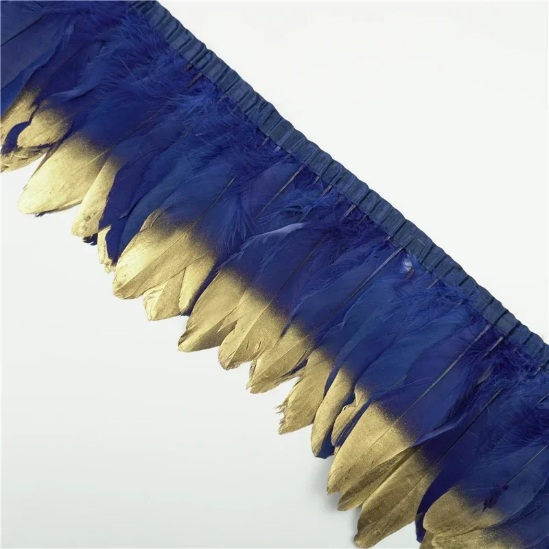 2 Meter Sprühgold-Silber-Gänsefederquastenband, Fransenband mit Federn für Bastelarbeiten, Kleiderdekoration, Kleidungsdekorationen – Detail 5