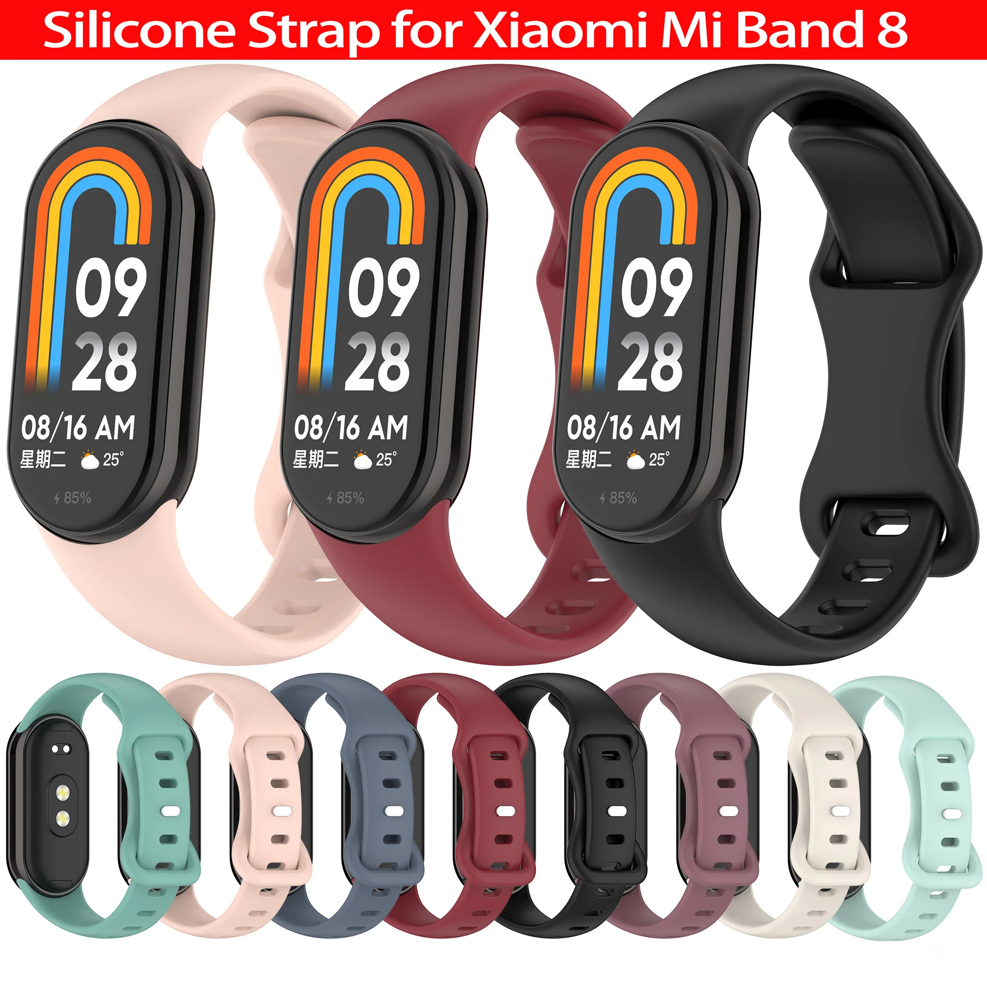 Silikonarmband für Xiaomi Mi Band 8 9 Bands NFC Sportarmband für Xiaomi Watch 8 9 Smartwatch Band Armband Correa Zubehör