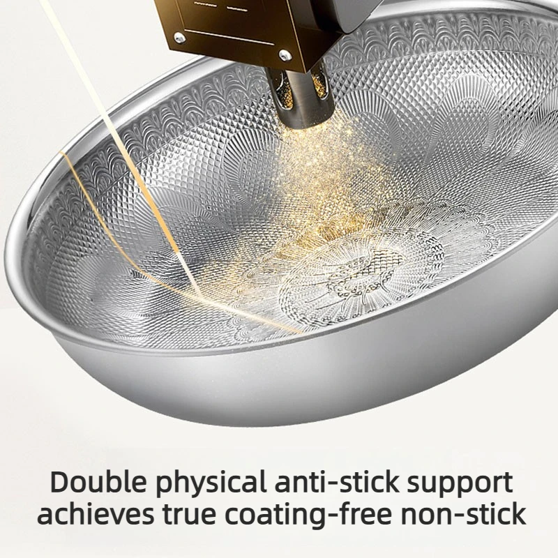 28cm Pure Titanium Hammered Pro Frying Pan Nonstick Egg Steak Pan Skillet Uncoated Peacock Hammer Pattern Kitchen Cooking Pot - view 3