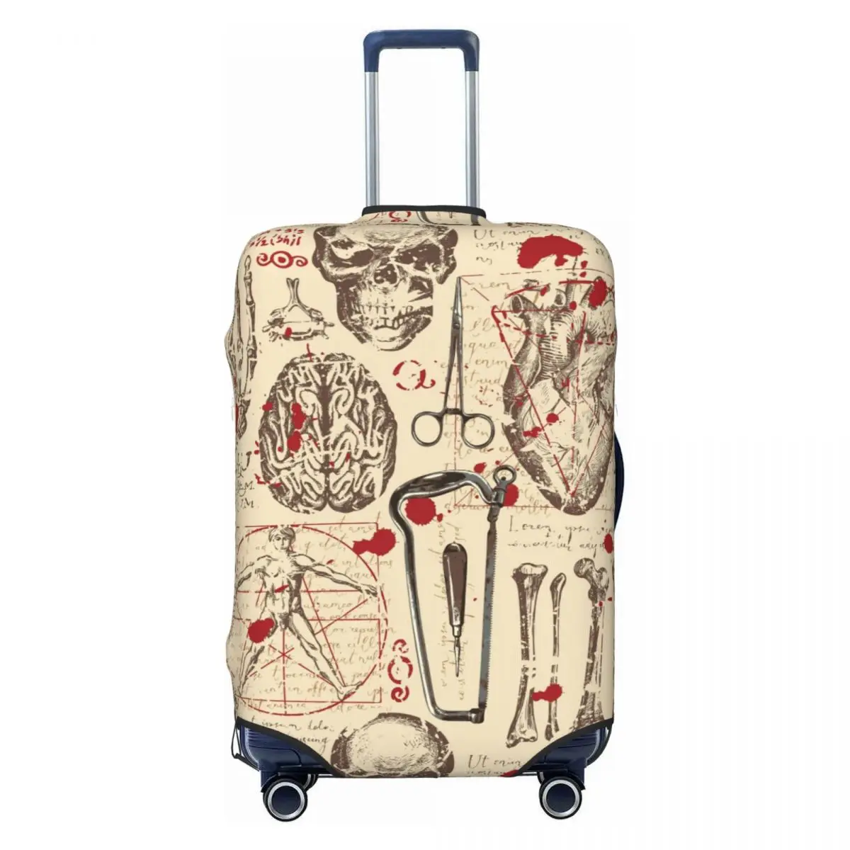 

Изготовленный на заказ медицинский анатомический узор, защитный чехол для багажа, милый череп, дорожный чемодан, защитный чехол для 18-32 дюймов