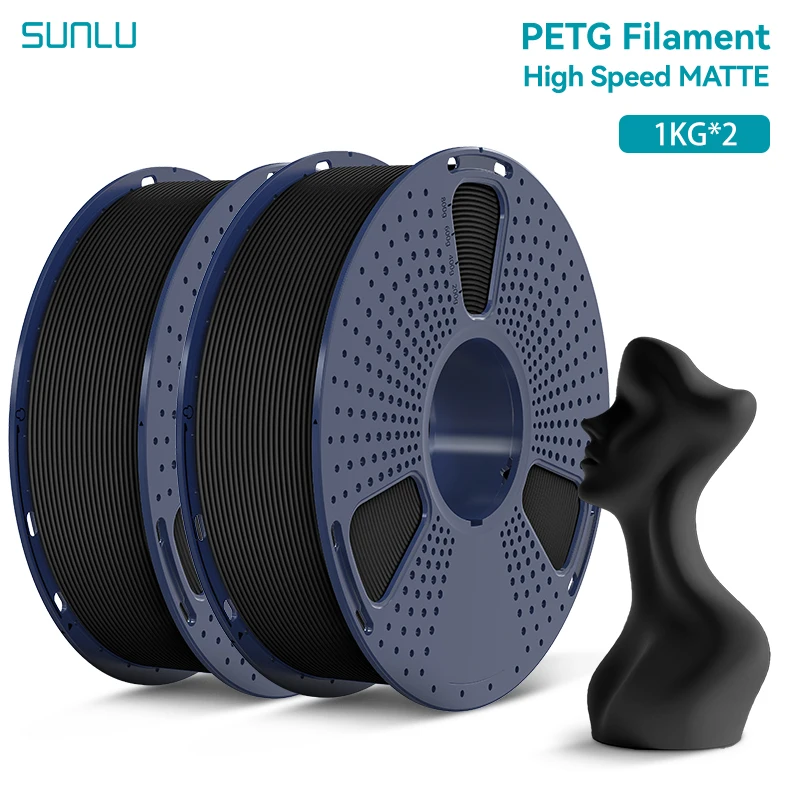 SUNLU 2 kg Hochgeschwindigkeits-Matt-PETG-Filament, 1,75 mm, 1000 g Spule (2,2 lbs), Hochgeschwindigkeits-Druckfilament, passend für die meisten FDM-Drucker