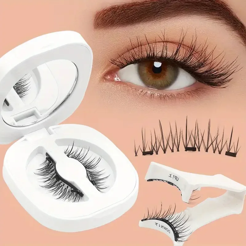 1 Pairs Magnetic Eyelashes Natural Look Fluffy False Eyelashes No Glue Reusable Faux Mink Lashe with Tweezers Set Makeup Product