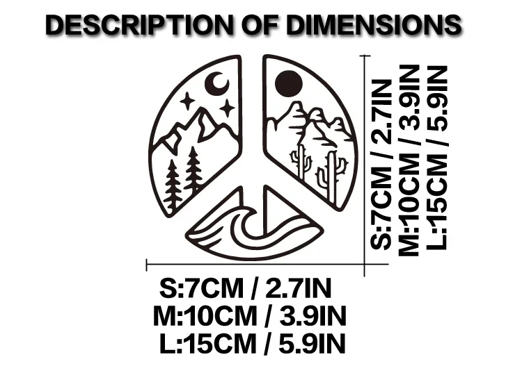 Elemental Peace Mountain Waterproof Vinyl Decal Peace Sticker For Car Camper Van RV Window Laptop Scooter Decor Accessories