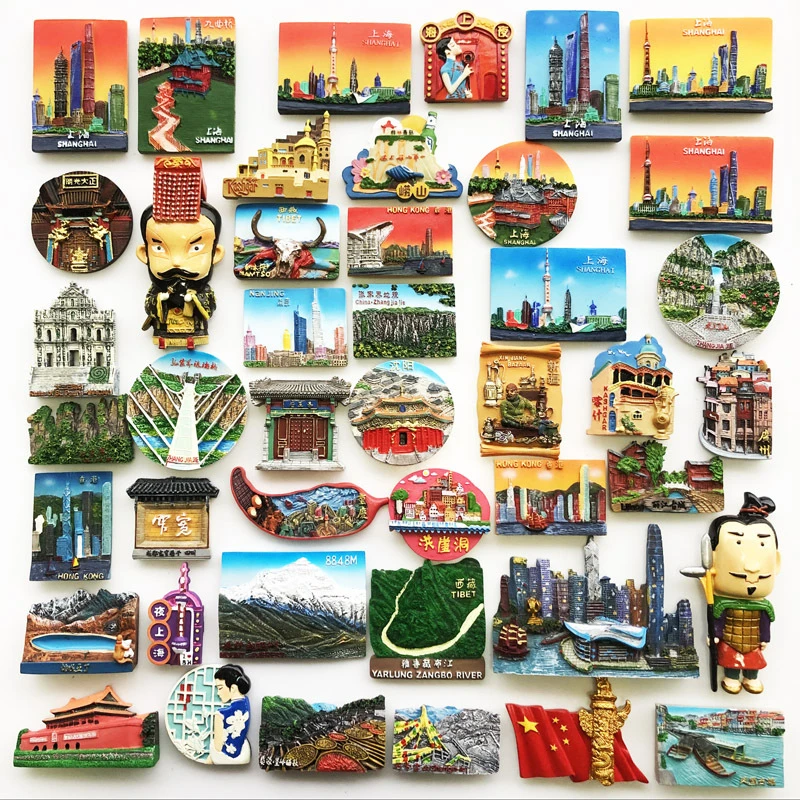 China Tourist souvenirs Fridge Magnets Beijing Shanghai HongKong Macau Xinjiang city magnetic refrigertor stickers magnet