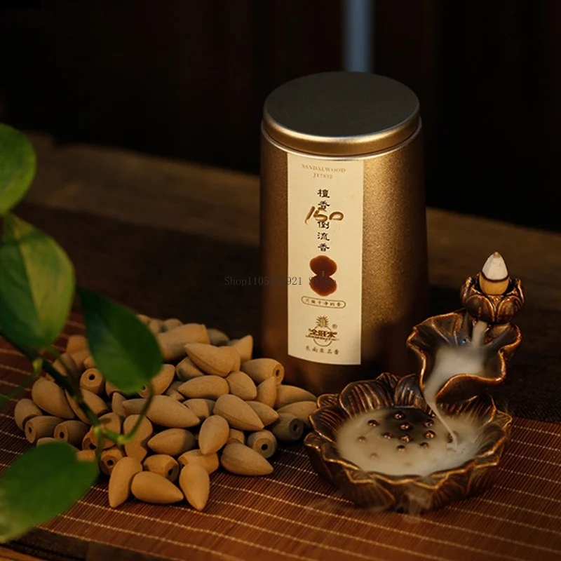 Traditional Handmade Natural Sandalwood Agilawood Backflow Incense Household Study Fresh Energetic Relaxes Spirit Purifies Air