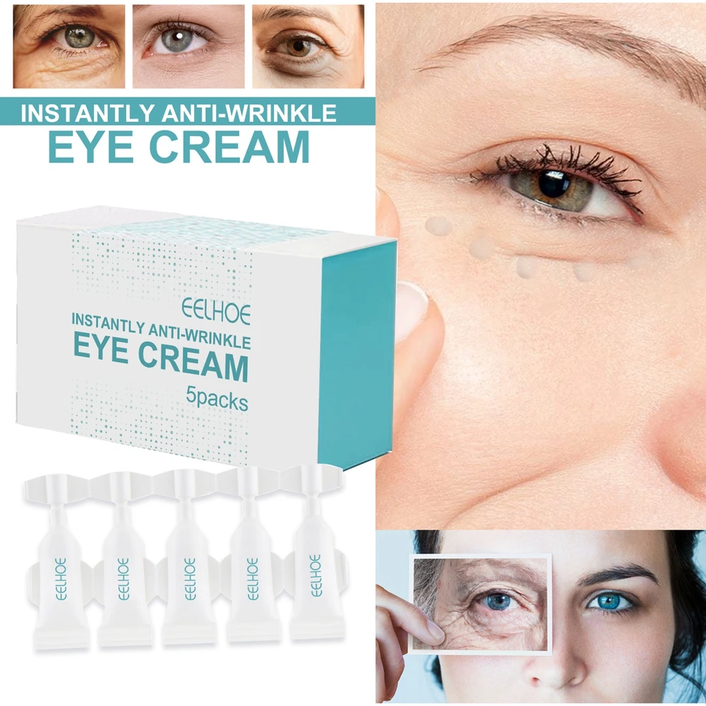 5 Packs Instantly Anti Wrinkles Eye Cream Hyaluronic Acid Reduce Bags Fine Lines Puffiness Tightens Skin Beauty Health Maquiagem