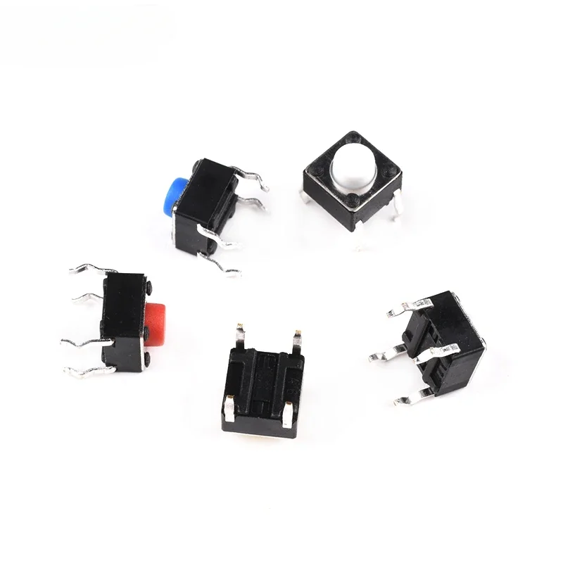 Vertical 6 * 6 * 5mm light touch switch micro button copper pin direct insertion 4-pin multi-color optional color