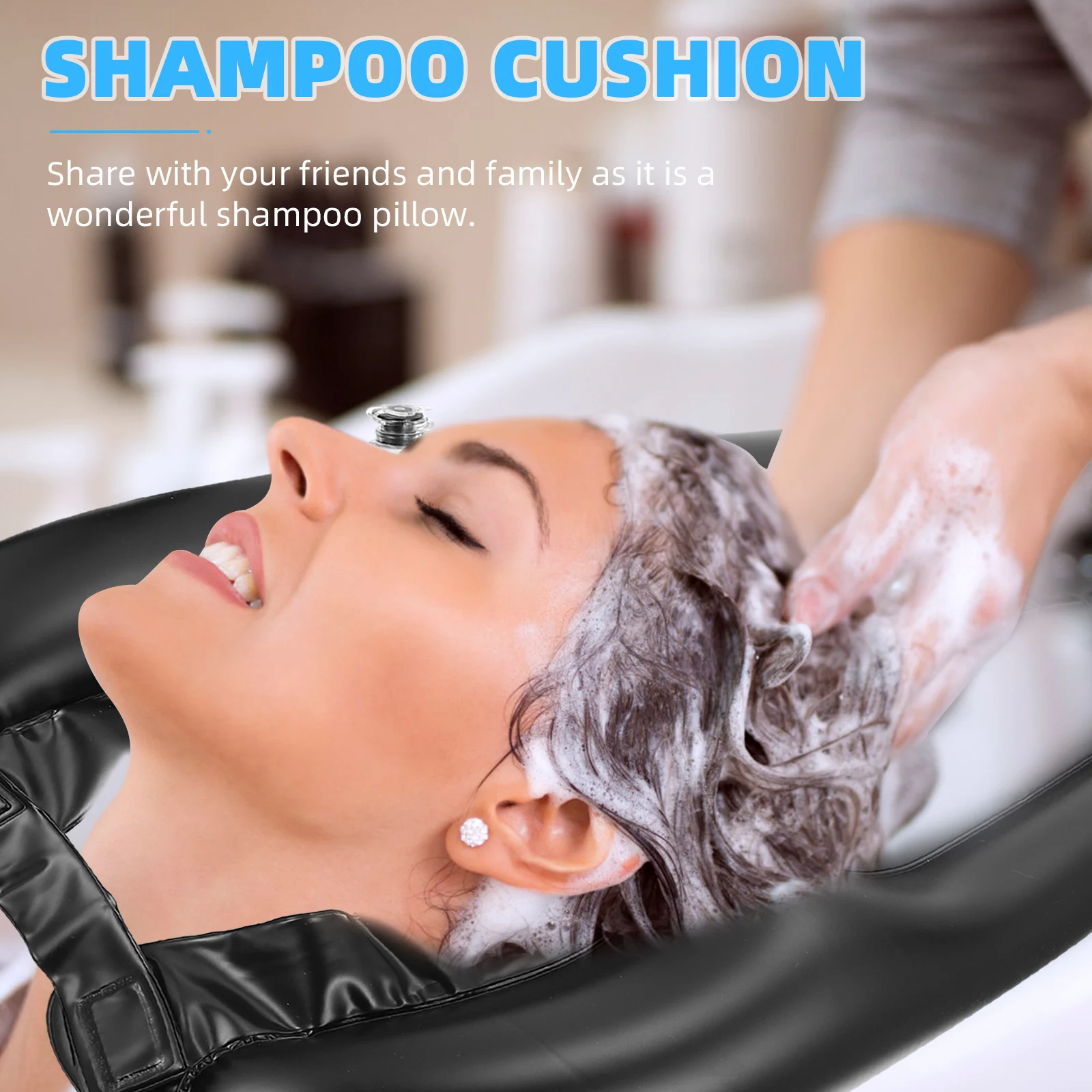 

1pc Inflatable Shampoo Pad PVC Material Hair Washing Pillow Basin Cushion Portable Sink Rinse Extended Hose Dual Tube Design