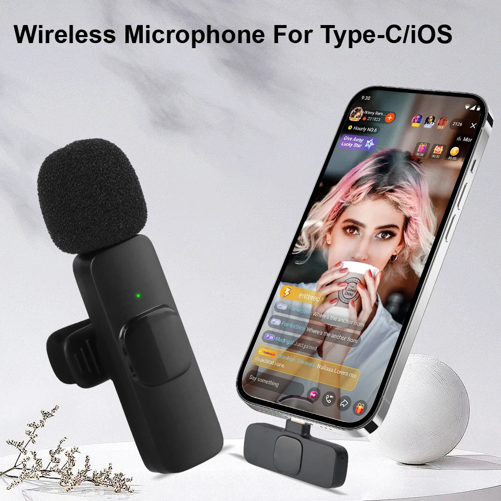Microfone sem fio transmissão ao vivo micro kit mini microfone bluetooth para iphone android telefone celular lapela microfone de lapela ​ K9