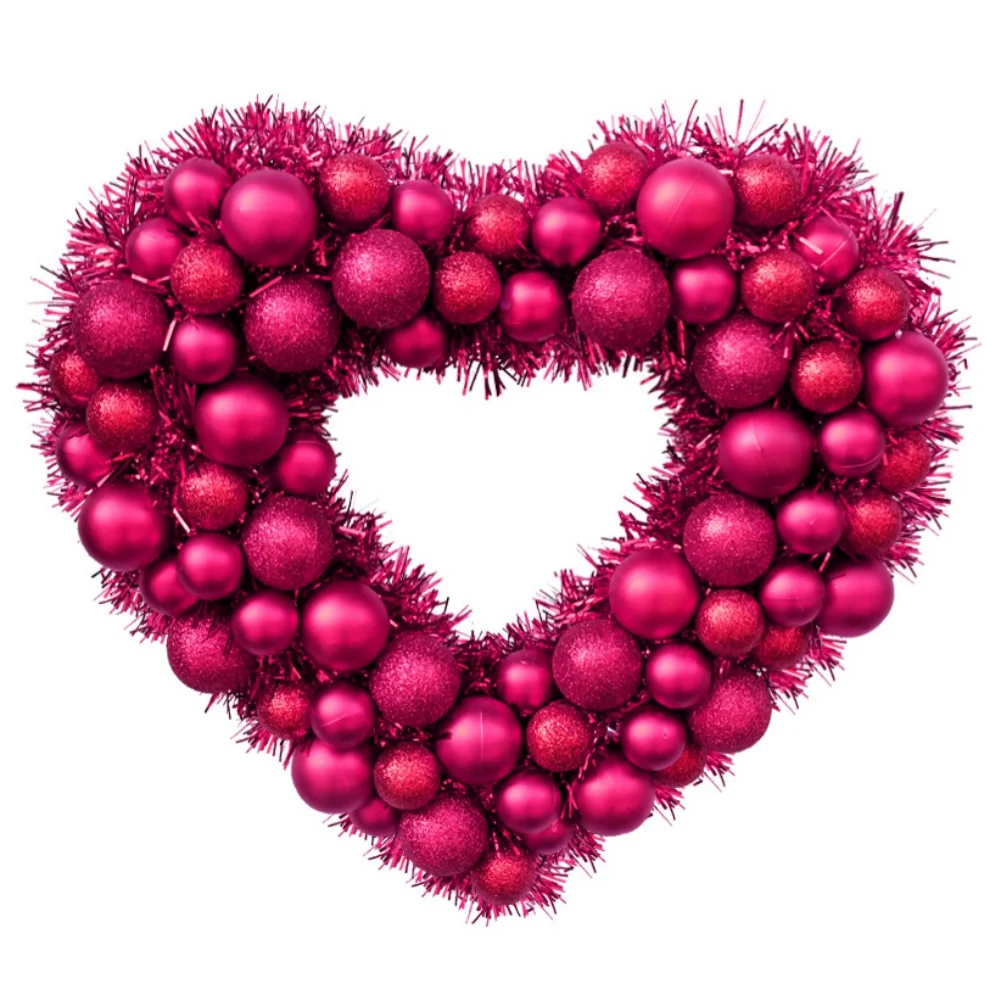 Valentine's Day Color Ball Love Wreath Front Door Decorative Wreath Bedroom Heart Shape Wedding Party Garland Ornaments