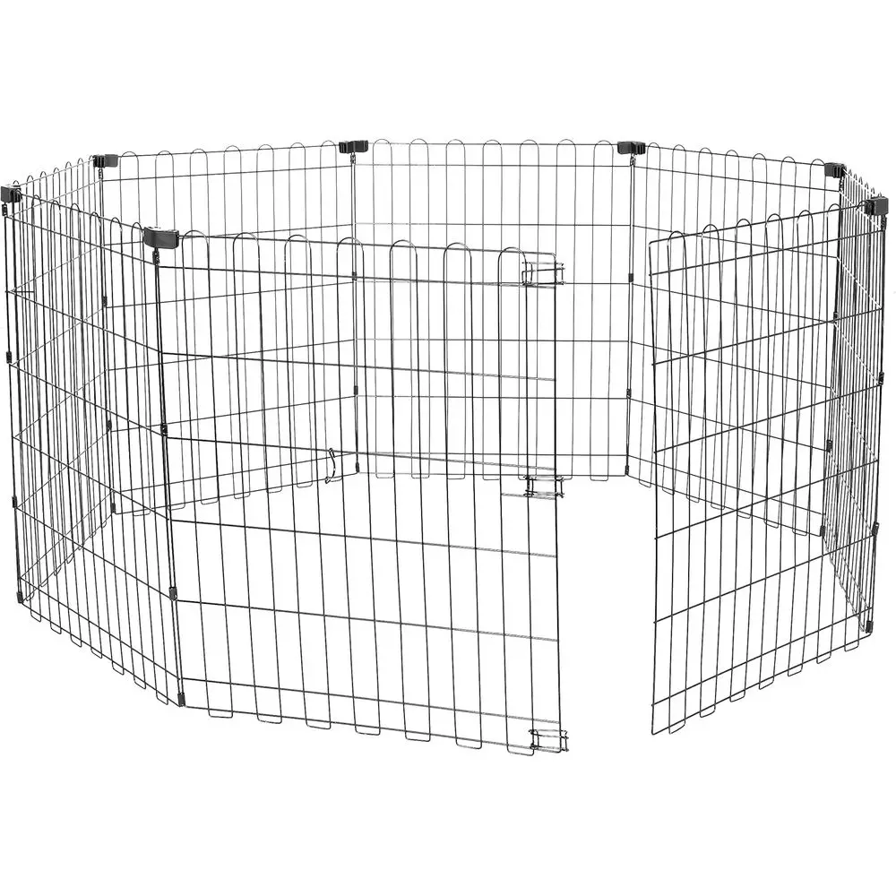 

Восьмиугольный металлический вольер для собак - для дома/улицы, без двери, маленький (8 панелей, 24 x 30), простая сборка, хранение и кастомизация, черный