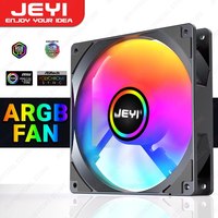 JEYI 120mm PC ARGB Cooling Fan AURA SYNC RGB Computer Fans Ultra Silent Heatsink Ventilador with 4PIN PWM and 5V 3PIN ARGB Port