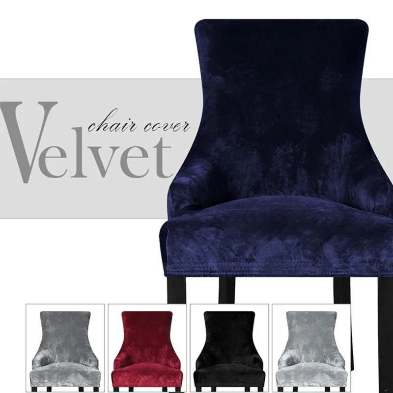 Luxurious King Size European-style Velvet Fabric Wing Back Chair Cover with Sweeping Sloping Arm - Perfect for Hotel & Home Deco